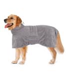 Dolahovy Dog Bathrobe Towel | Microfiber Rapid Dry for Small to XL Dogs | Super Soft & Absorbent Dog Robing Mantel in Gray - Buy Online on GoSupps.com