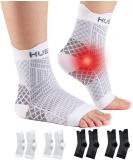 HUEGLO 4 Pairs Plantar Fasciitis Socks Neuropathy Neuro Socks Compression Socks for Women Men Ankle Support Brace for Weak Sprained Ankle Pain Relief Anti-Slip Foot Support Brace (2Black+2White M) 2Black+2White M - Buy Online on GoSupps.com