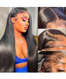 LARVOB 26inch 13x6 Lace Front Human Hair Wig 180 Density Straight HD Transparent Lace Front Wig for Black Women - Pre Plucked with Baby Hair and Bleached Knots - Buy Online on GoSupps.com