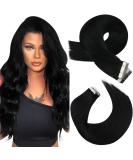 Moresoo Tape In Extensions - Real Hair Black 60CM - Invisible Skin Weft - 20 Pieces 50 Grams - Remy Natural Black #1B - International Shipping Available - Buy Online on GoSupps.com