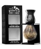 Shaving Brush with Stand - Rocky Mountain Barber Pure 100% Best Badger Hair Barber Grade with Black Heavy Duty All-Resin Handle and Oversized Bristle Head For Better Shaving Cream Lather - Buy Online on GoSupps.com