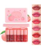 6 Colors Peach Lip Tint Set - Korean Waterproof Lip Stain & Gloss for Lips & Cheeks | Long Lasting High Pigment Makeup - Buy Online on GoSupps.com