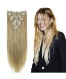CAISHA by PRETTYSHOP XXL 20 Straight Light Blond Clip In Hair Extensions - 8 Pieces Set | Synthetic Fiber Hairpiece | Style CES118 #25T613 - Buy Online on GoSupps.com