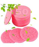 50-Count Compressed Facial Sponges - 100% Natural Cellulose Spa Sponges for Cleansing, Exfoliating, and Makeup Removal - Pink - Buy Online on GoSupps.com