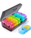 Shop Auvon 7-Day Tablet Box - Convenient Moisture-Resistant Pill Organizer | 2 Compartments Black Rainbow Design - Buy Online on GoSupps.com