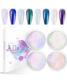 Allstarry White Chrome Nail Powder 4 PCS Color-Shift Chameleon Chrome Effect Powder Neon Aurora Glitter Dust Iridescent Pearlescent Pearl Pigment for Gel Polish Nail Art Decoration Resin Craft Chameleon Emerald - Buy Online on GoSupps.com