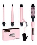 SIQUER 4 in 1 Curling Wand Set - Versatile Beach Waves Curler with Instant Heat 1/2 to 1 1/2 Inch Pink - Ideal for Women | International Shipping Available - Buy Online on GoSupps.com