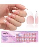 Canvalite French Tip Press on Nails - 300 Pcs Gel Tips - Quick & Easy Almond Fake Nails - Pre-Colored DIY Nail Extensions in Pink & White - Buy Online on GoSupps.com