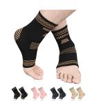 Copper Infused Compression Ankle Sleeve Support Pack of 2 for Men and Women - Medium Golden Black | Plantar Fasciitis, Sprained Ankle, Achilles Tendon Pain Relief - Ideal for Running, Exercise & Recovery - Buy Online on GoSupps.com