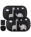 Hejo Car Window Shades for Baby 50x30cm - Elephant+Giraffe Design - 2 PCS - Full UV Protection - Self-adhesive Sun Shade with Bag - Buy Online on GoSupps.com