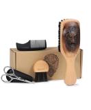 Wooden Handle Boar Bristle Beard Brush Comb Set for Men - Grooming Kit for Growth, Styling, and Smoothing - Perfect Gift Idea - BESTOOL - Buy Online on GoSupps.com