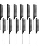 12-Piece Carbon Fiber and Stainless Steel Hair Parting Comb Set for Braids and Styling - Black - Buy Online on GoSupps.com