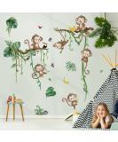 decalmile Jungle Monkey Climbing Tree Wall Decals Jungle Animals Vine Leaves Wall Stickers Baby Nursery Kids Room Living Room Wall Decor - Buy Online on GoSupps.com