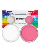 Professional Mardi Gras Make-Up Set - Water-Resistant 30g x 2 Colors for Halloween & Carnival | White & Pink - Buy Online on GoSupps.com
