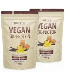 Nutri+ Protein Vegan Vanilla Toffee 2kg - 80% Protein Lactose-Free Low Sugar - Buy 2 Pack Vegan Protein Powder Online - Buy Online on GoSupps.com