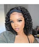 TISTAYA Short Curly Headband Wig for Black Women - 12 Inch Natural Black Synthetic Hair with Water Wave Headbands - Buy Online on GoSupps.com