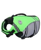 Vivaglory Sports Style Dog Life Jacket - Durable Adjustable Neon Green for Medium Dogs (56-64 cm Chest) - Excellent Buoyancy & Safe Fastening System - Buy Online on GoSupps.com
