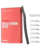 Eyebrow Shavers & Reusable Facial Razors for Men & Women - Stainless Steel Trimmer with Precision Cover | 6-Blade Dermaplaning Tool (Black) - Buy Online on GoSupps.com