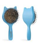 Bestool Small Travel Hair Brush - Wooden Boar Bristle for Women, Men, and Kids - Detangle, Defrizz, Distribute Oil - Blue - Buy Online on GoSupps.com