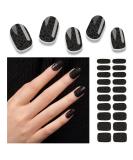 Foyute Semi Cured Gel Nail Strips 20 Pcs Soft Self-Adhesive Gel Nail Polish Wraps Sticker for Salon-Quality Manicure Set Long Lasting Easy to Apply & Remove Nail File & Wooden Stick (Leopard Black) - Buy Online on GoSupps.com
