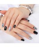 Zebra Stripes Leopard Print Press-On Nails - Short Square 24 Pcs Reusable Acrylic Fake Nails for Women - Perfect Gift - Buy Online on GoSupps.com