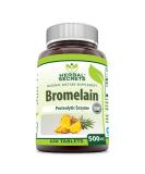 Herbal Secrets Bromelain 500 mg Tablets - Non-GMO, Gluten Free, Made in USA (120 Count) - Buy Online on GoSupps.com