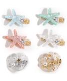 6Pcs Ocean Pearl Shell Starfish Hair Clips Set for Girls - Diamond Flash Edge Clips for Bangs - Elegant Hair Ornaments Headdress - Buy Online on GoSupps.com