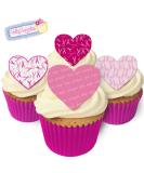 12 Edible Breast Cancer Research Heart Cake Decorations Plus 12 Smaller Pretty Heart Toppers! - Buy Online on GoSupps.com