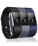 3 Pack Bands Compatible with Fitbit Charge 2  Classic & Special Edition Replacement Bands for Fitbit Charge 2  Women Men Large( 6.7"-8.1" ) Black/Gray/Navy Blue - Buy Online on GoSupps.com