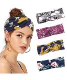 Iyou Boho Hair Band for Women - Flower Headscarf Knotted Headband - Stretchy Cotton Wide Hair Bands (4 Pack) - International Shipping Available - Buy Online on GoSupps.com