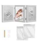 Navaris Baby Handprint and Footprint Kit - Frame and Clay Set for Casting Newborn Boys and Girls' Hand and Foot Prints - Grey Bamboo Frame - Buy Online on GoSupps.com