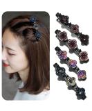 Sparkling Crystal Stone Braided Hair Clips Satin Fabric Hair Bands Rhinestone Hair Clips Braided Hair Clip With Rhinestones for Women/Girls (A SET) - Buy Online on GoSupps.com