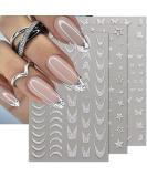 3D Glitter Silver French Nail Stickers - Self-Adhesive Butterfly Star & Heart Designs for Stunning Nail Art - Buy Online on GoSupps.com
