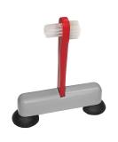Rehabilitation Advantage Denture Scrub Brush & Suction Cup Holder in Red/Gray - Buy Online on GoSupps.com