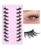 Buy Half Lashes Natural Look Cat Eye - 16mm Wispy Thin Band Manga Lashes | 10 Pairs of False Eyelashes for a Stunning Cateye Look - Buy Online on GoSupps.com