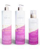 Ezero Keratin Hair Treatment - Vegan Smoothing Kit with Shampoo Mask & Conditioner | Achieve Salon-Quality Results at Home - Buy Online on GoSupps.com