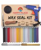 Wax Stamp Kit - 16 Colors Quick Melt Wax Gun with Seal Heads & Metallic Pens - Perfect for Wedding Invites & Christmas Letter Sealing - Buy Online on GoSupps.com