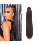 Fine Horseplay Extensions - 60 cm Long Straight Braid Synthetic Drawstring Ponytail Hair Extensions for Women - Brown - Buy Online on GoSupps.com