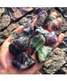 Simurg Raw Fluorite Stone 1lb ''A'' Grade Rainbow Fluorite Rough Crystal - Green Fluorite Rocks for Cabbing, Tumbling, Cutting, Lapidary, Polishing, Reiki Crystal Healing Rainbow Fluorite Stone - Buy Online on GoSupps.com