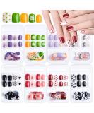 192 Pcs Cute Short Square Press On Nails - Colorful Acrylic Designs | TOROKOM Full Cover Fake Nails with Adhesive Tabs for Nail Art DIY - Buy Online on GoSupps.com