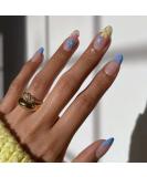 JUSTOTRY 24 Pcs Almond Fake Nails Short: Light Blue & Flower Design French False Nails for Women - Buy Online on GoSupps.com