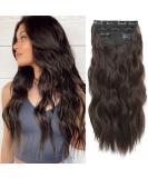 Natural Brown Long Wavy Clip in Hair Extensions - 4pcs Full Head Synthetic Fiber Pieces for Women - Buy Online on GoSupps.com
