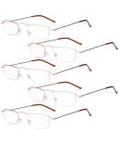 Eyekepper 5-Pack Stainless Steel Half-Eye Reading Glasses +0.75 - Stylish Gold Frames for Comfortable Reading - Buy Online on GoSupps.com