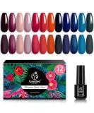 Beetles 12 Pcs Gel Nail Polish Set in Flannel & Fleece Nude Pink Burgundy Red Glitter - Christmas Nail Art Kit with Orange, Dark Blue, Green Colors - Buy Online on GoSupps.com