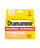 Dramamine Motion Sickness Relief Chewable Orange Flavor - 8 Count Pack, Fast-Acting Formula - Buy Online on GoSupps.com