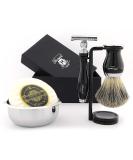 Haryali London 5-Part Shaving Set | Double-Sided Razor Hair Brush Soap Bowl & Stand - Perfect Gift for Men - Buy Online on GoSupps.com