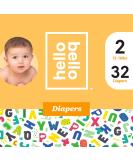 Hello Bello Size 2 Diapers - Alphabet Soup Design, 32 Count | Eco-Friendly & Comfy - Buy Online on GoSupps.com