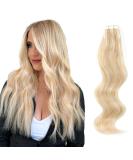 Shop Real Hair Tape In Extensions - Invisible Dirty Blonde & Platinum Beach Blonde #P18-613 - 35 cm | Premium Quality International Shipping - Buy Online on GoSupps.com