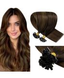 LAAVOO Ombre Brown Real Hair Extensions with Keratin Bondings | #2/8/2 Dark Balayage 50g 35 cm U-Tip Extensions - Buy Online on GoSupps.com