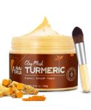 Turmeric Clay Mask with Vitamin C & E - 6.35 oz Facial Mask + Brush | Nourishing Aloe Vera - Buy Online on GoSupps.com